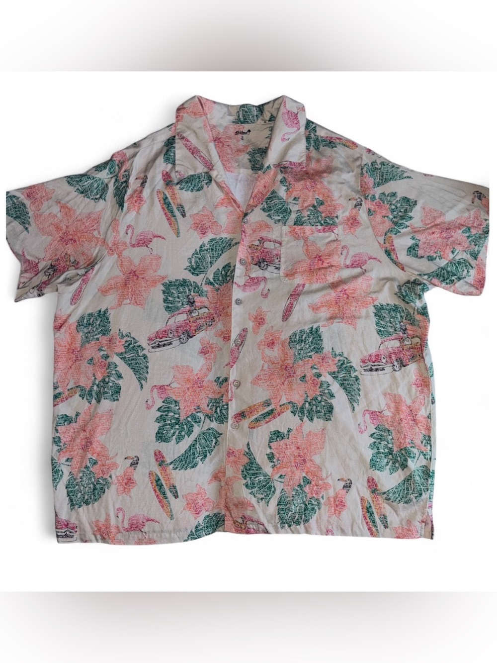 KS Island Men’s Hawaiian Button Up Shirt Lightweight Rayon Beach Sz 5XL Tall NWT